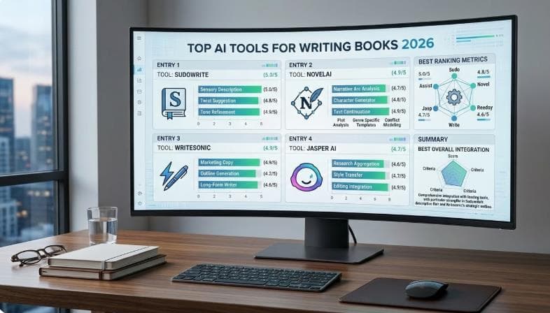 Best AI tools for writing books in 2026, including ghostwriting services and book cover design.