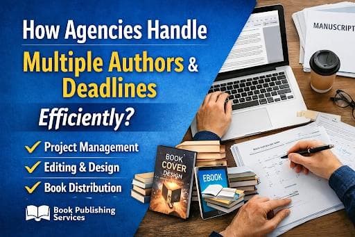 Structured publishing workflow including editing, design, formatting, and distribution stages.