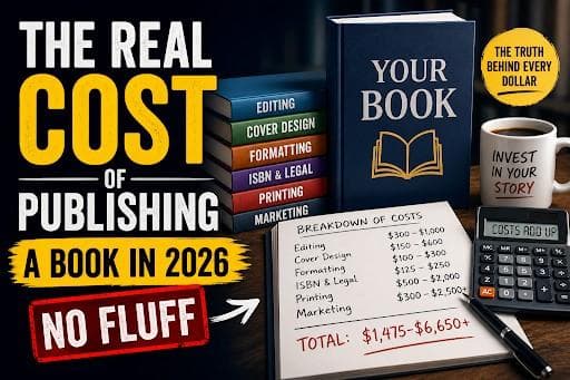 Author reviewing publishing costs, editing tiers, and distribution options with a publishing agency in 2026
