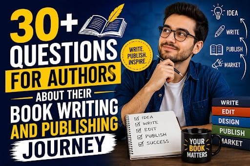 Author planning their book and publishing journey with notes and a clear list of questions.