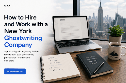 Author collaborating with a New York ghostwriting company on a book manuscript.