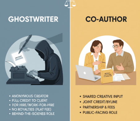 Ghostwriter vs co-author comparison for professional book writing